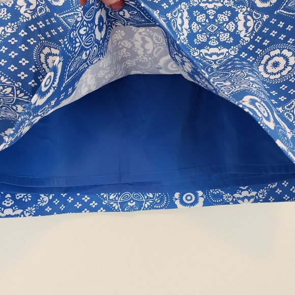 Talbots Blue White Print Skirt Canvas Stretch 10 - Picture 3 of 5